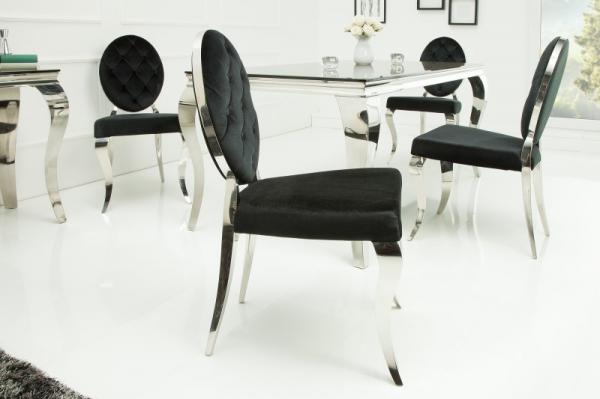 Elegantná stolička MODERN BAROQUE zamat, čierna