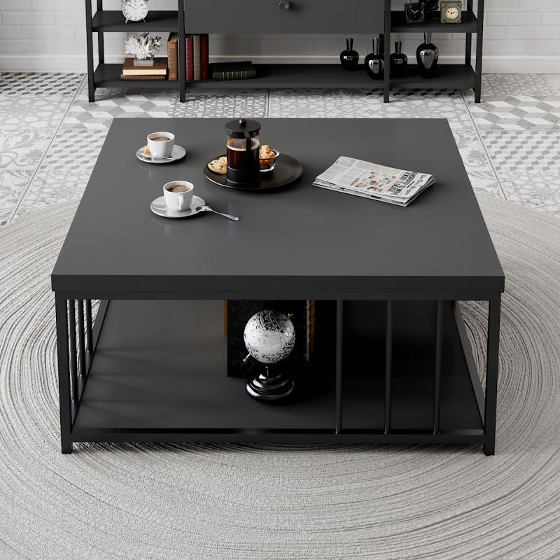 Elegantný konferenčný stolík ZENN 90 cm, MDF, antracitový, čierny