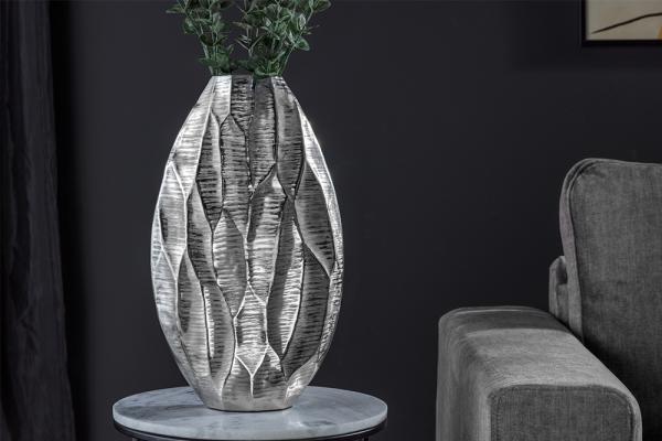 Dizajnová váza ORGANIC ORIENT II 45 cm, strieborná