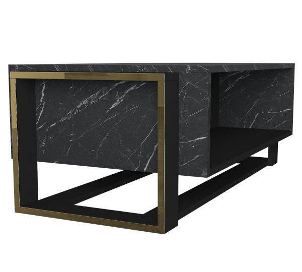 Elegantný konferenčný stolík VEYRON 106 cm, MDF, tmavošedý, mramorový vzhľad