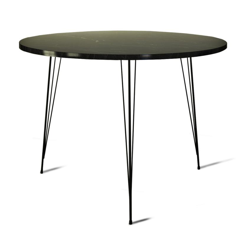 Moderný jedálenský stôl SANDALF 90 cm, MDF, čierny, okrúhly