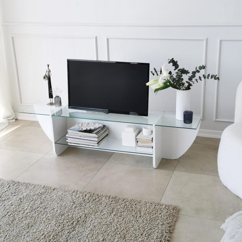 Dizajnový TV stolík BUBBLE 158 cm, biely