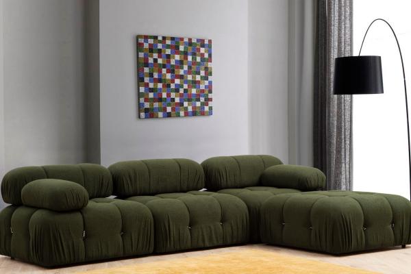 Dizajnová rohová pohovka BUBBLE 288 cm, zelená, tkanina