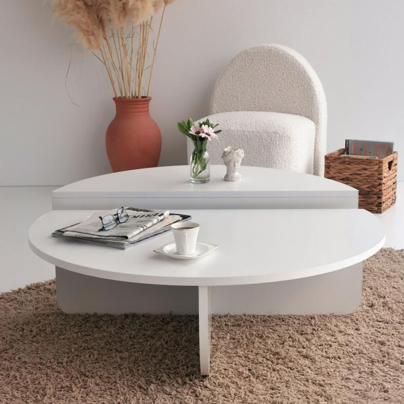 Elegantný konferenčný stolík PODIUM 90 cm, MDF, biely