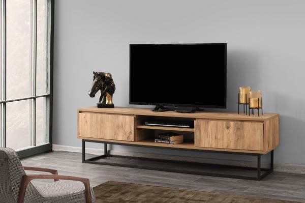 Elegantný TV stolík BELINDA 180 cm, MDF, prírodný, hnedý