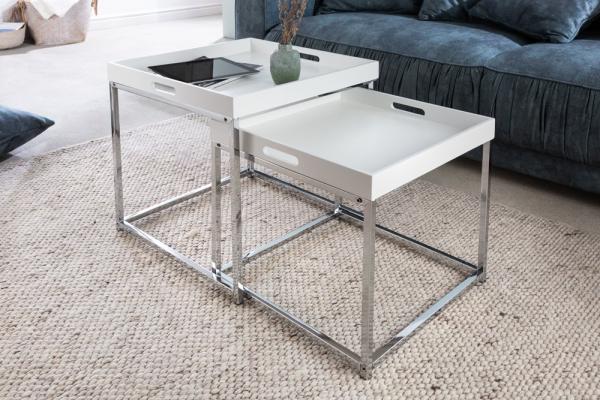 Dizajnový odkladací stolík ELEMENTS 50 cm, biely
