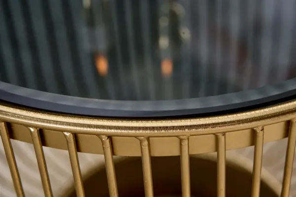Filigránsky dizajnový konferenčný stolík VARIATION 80 cm zlatý, čierny