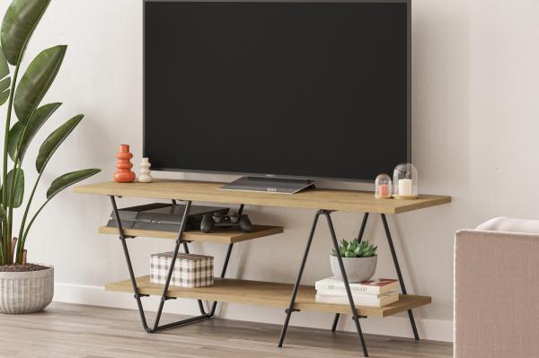 TV stolík ESSEL SIDE 110 cm, MDF, dubová dýha