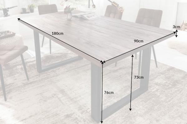 Priemyselný jedálenský stôl WOTAN 180 cm akácia, hnedý