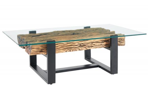 Masívny konferenčný stolík BARRACUDA 130 cm, teak, prírodný