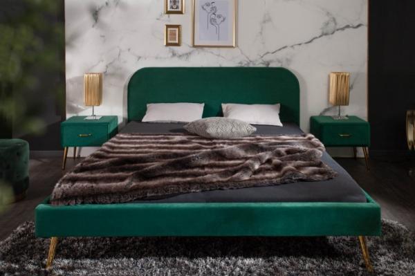 Elegantná posteľ FAMOUS 160x200 cm smaragdovo zelený zamat