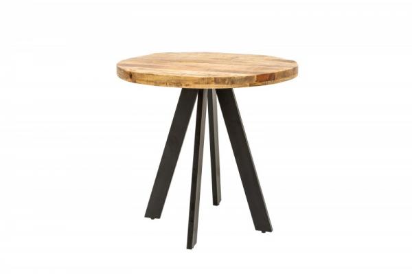 Dizajnový jedálenský stôl IRON CRAFT 80 cm okrúhly mango, prírodný