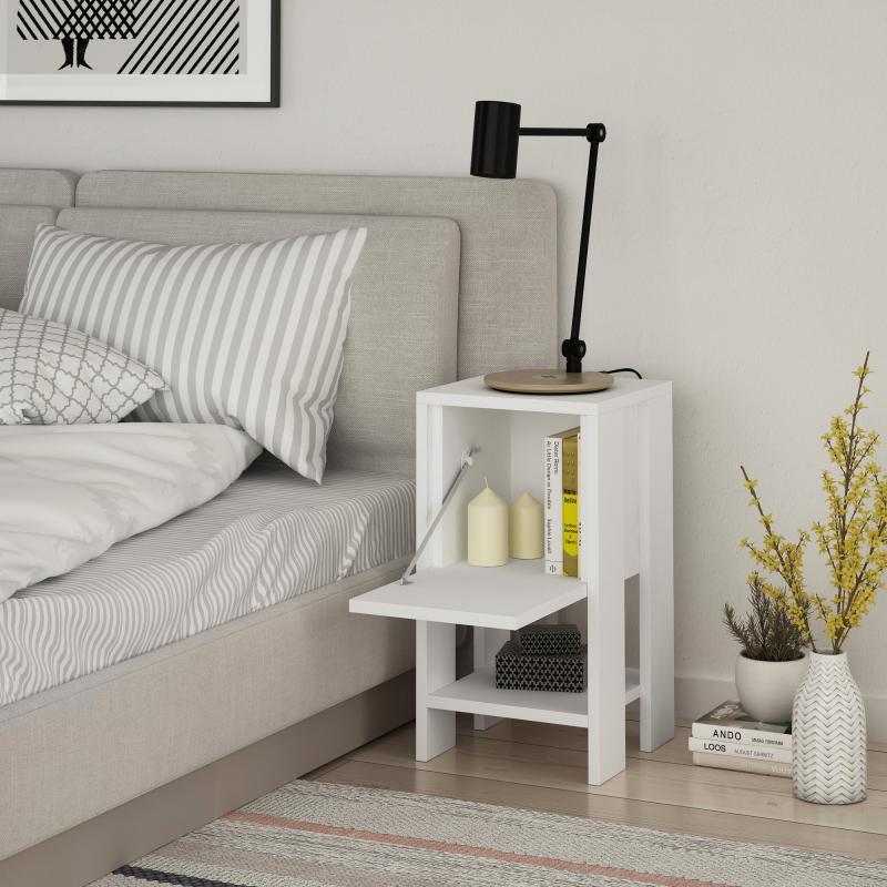 Elegantný nočný stolík EMA 55 cm, MDF, biela