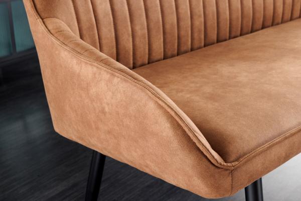 Dizajnová lavica TURIN vintage 160 cm, svetlo hnedá, mikrovlákno