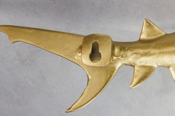 Dizajnová nástenná dekorácia SHARK 68 cm, sada dvoch kusov, zlatá