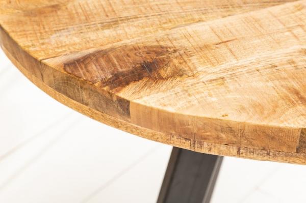 Dizajnový jedálenský stôl IRON CRAFT 80 cm okrúhly mango, prírodný