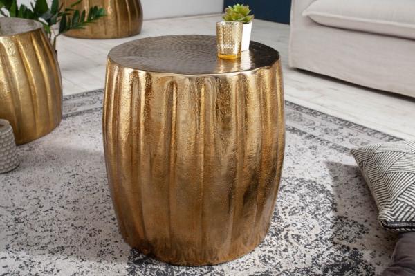Ručne vyrobený príručný stolík MARRAKESCH zlatý 42 cm