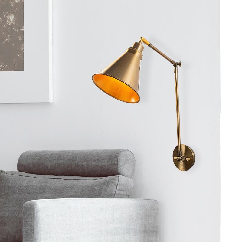 Dizajnová nástenná lampa BERSTE 56 cm, matná, zlatá