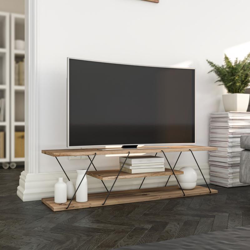 Moderný TV stolík CANAZ 120 cm, MDF, orechová dýha