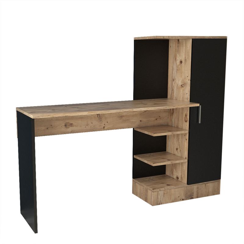 Dizajnový pracovný stôl CATAB 152 cm, MDF, hnedý, čierny
