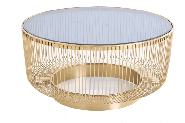 Filigránsky dizajnový konferenčný stolík VARIATION 80 cm zlatý, čierny