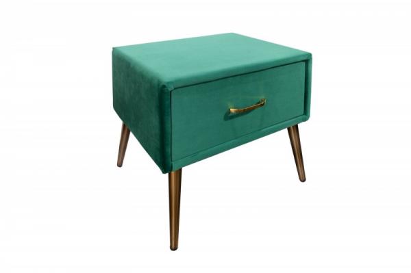 Nočný stolík FAMOUS 45 cm smaragdovo zelený, zamat