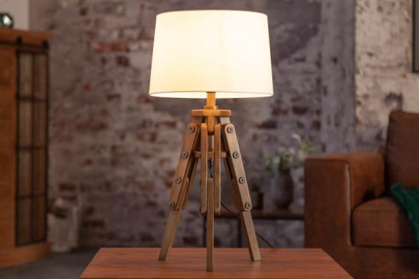 Priemyselná stolová lampa TRIPOD 59 cm retro z borovicového dreva