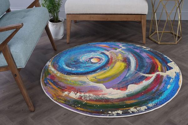 Elegantný okrúhly koberec WOOPAMUK 80 cm, viacfarebný