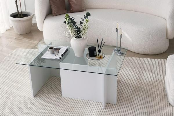 Dizajnový konferenčný stolík ESCAPE 105 cm, MDF, biely