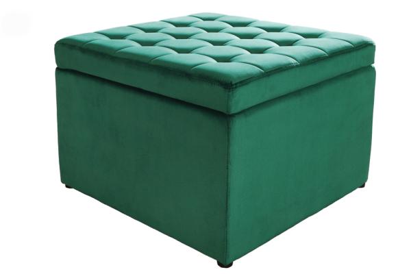 Štvorcová taburetka MODERN BAROQUE 60 cm, smaragdovozelená, zamat