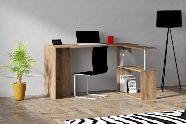 Dizajnový pracovný stôl CAYKO 130 cm, MDF, orechová dýha