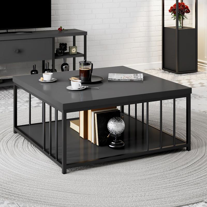 Elegantný konferenčný stolík ZENN 90 cm, MDF, antracitový, čierny