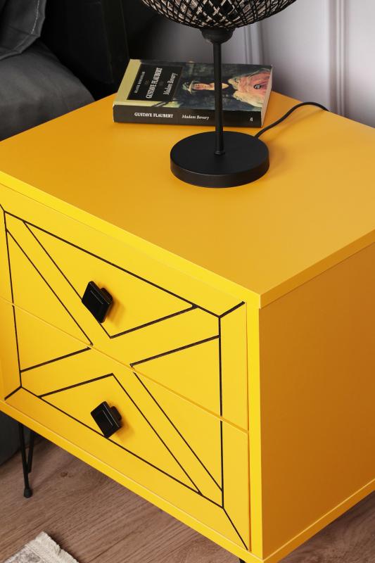 Nočný stolík LUNA 50 cm, MDF, žltý