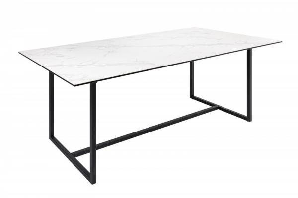 Jedálenský stôl CONCORD 200 cm keramický, biely mramorový vzhľad