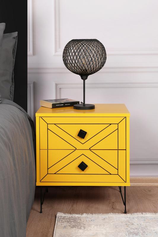 Nočný stolík LUNA 50 cm, MDF, žltý