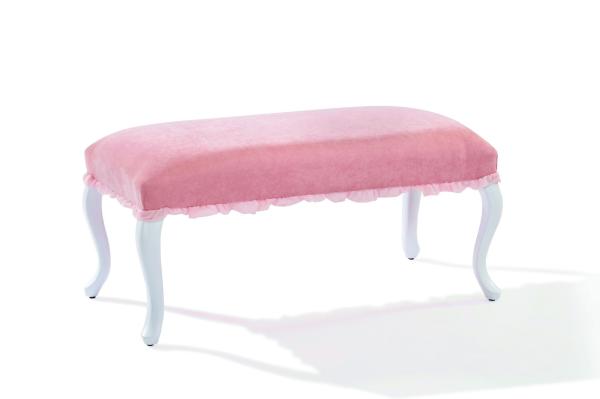 Detská dizajnová lavica DREAM 92 cm, ružová, biela, zamat
