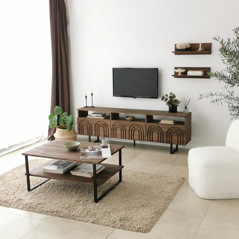 Masívny TV stolík HELEN 170 cm borovica, prírodný