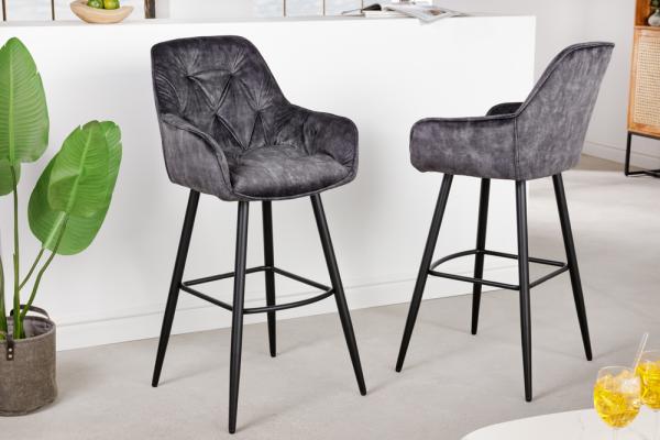 Dizajnová barová stolička MILANO, šedá, zamat