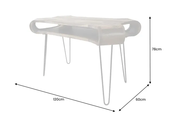 Retro pracovný stôl ORGANIC LIVING 120 cm, Sheesham prírodný