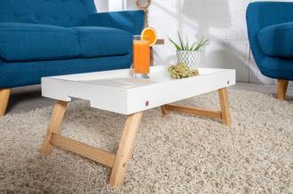 Skladací podnosový stôl SCANDINAVIA 60 cm dub, biely