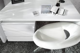 Dizajnový pracovný stôl FAST TRADE 140 cm s vysokým leskom, biely