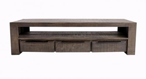 Masívny TV stolík IRON CRAFT 170 cm mangové drevo, šedý