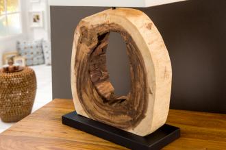 Dizajnová stolová lampa CYCLE 60 cm béžová z teakového dreva