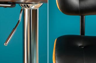 Retro barová stolička CLASSICO čierna 115 cm nastaviteľná, orech