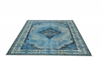 Orientálny bavlnený koberec PURE UNIQUE 240 x 160 cm geometrický vzor, modrý