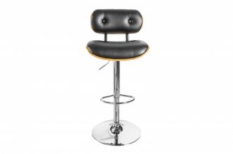 Retro barová stolička CLASSICO čierna 115 cm nastaviteľná, orech