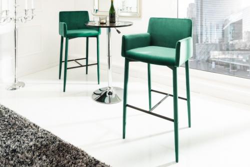 Barová stolička MILANO smaragdovo zelený zamat