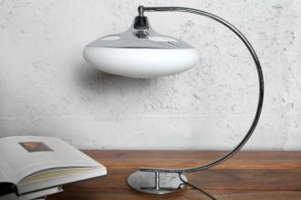 Moderná stolová lampa LUNA LOGO 45 cm biela chrómovaná