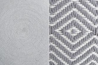 Tkaná dizajnová taburetka LEEDS ORIENTAL 50 cm bavlna, šedá, biela