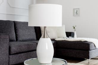 Moderná stolová lampa CARLA 60 cm bielo strieborná